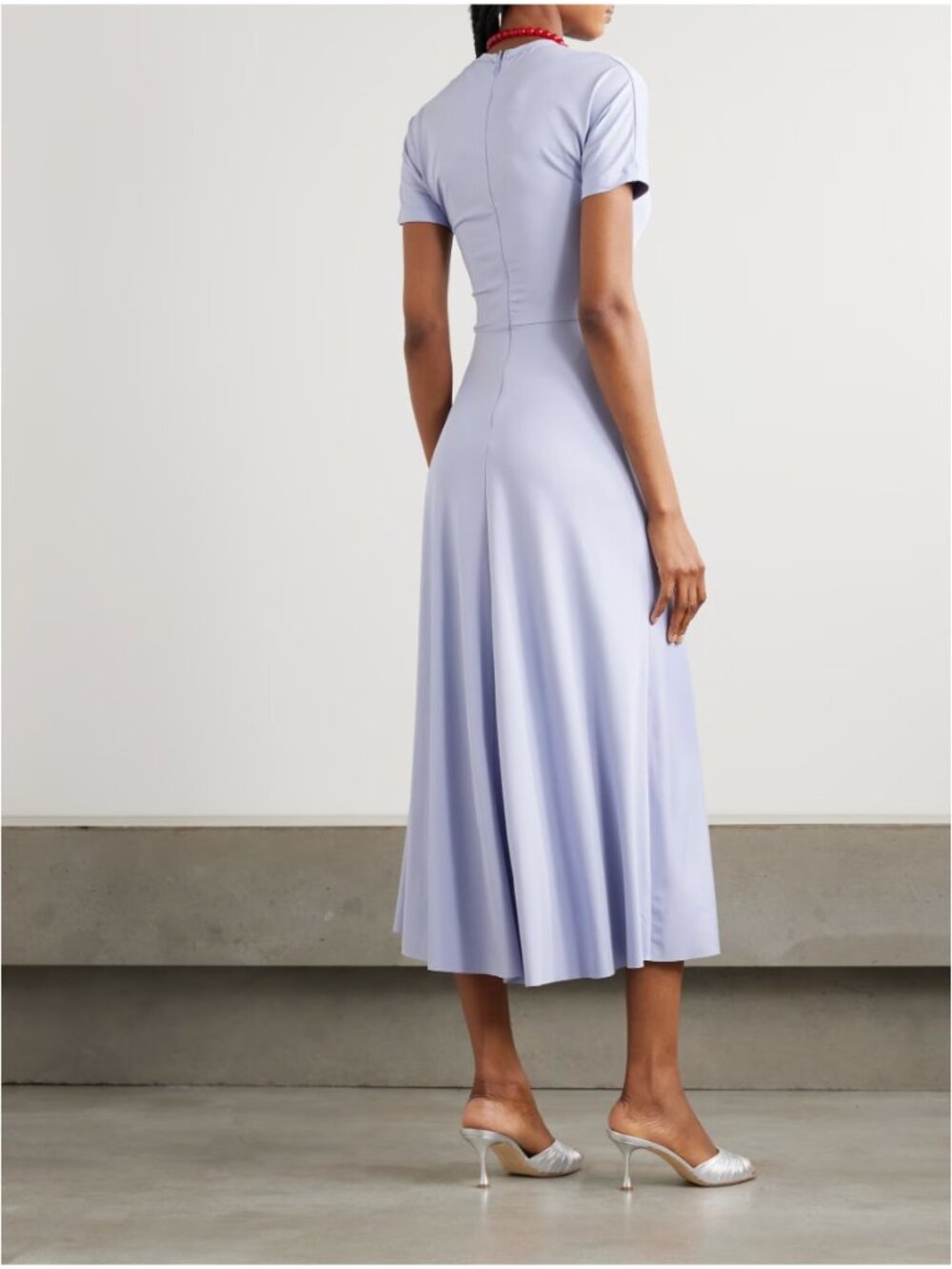 Victoria Beckham Gathered Waist Midi T-Shirt Dress Delphinium US 12 NWT - Picture 6 of 8